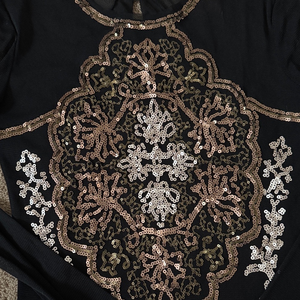 Chelsea & Violet Black and Gold Long Sleeve Dress - Picture 3 of 5